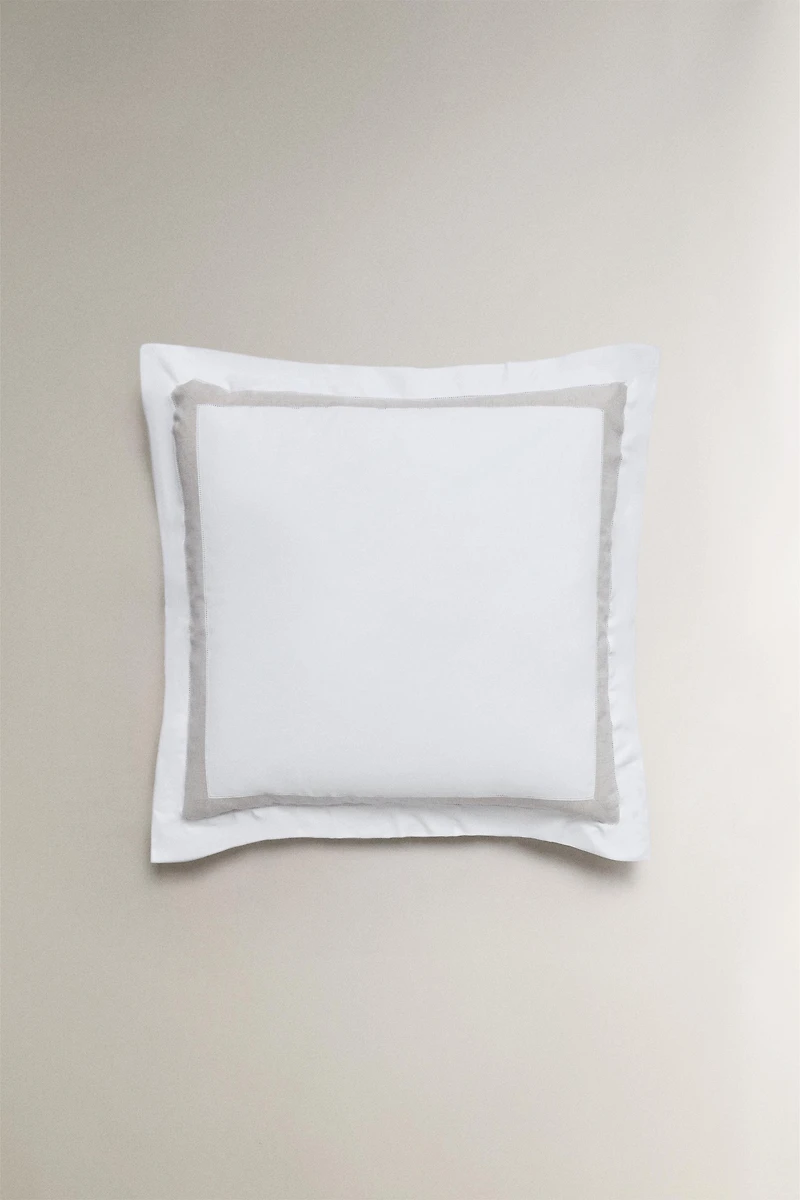 COTTON PILLOWCASE WITH LINEN BORDER