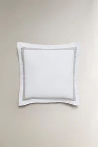 COTTON PILLOWCASE WITH LINEN BORDER