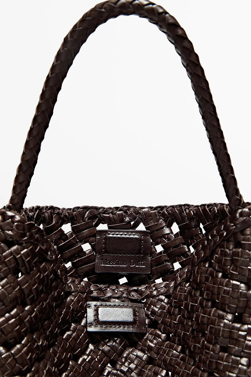 Sac moyen tressé en cuir nappa