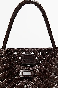Sac moyen tressé en cuir nappa