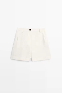 Short plissé 100 % lin