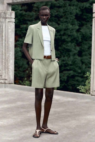 LINEN SHORT SLEEVE BLAZER