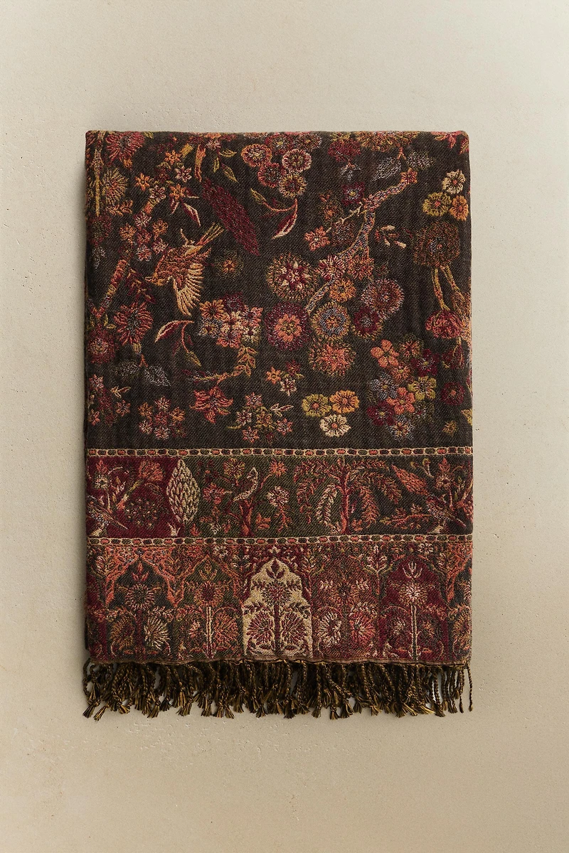 PLAID JACQUARD FLEURS