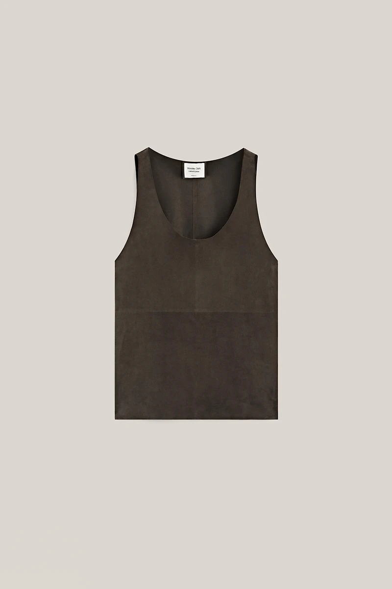 Top à bretelles en cuir effet daim - LIMITED EDITION