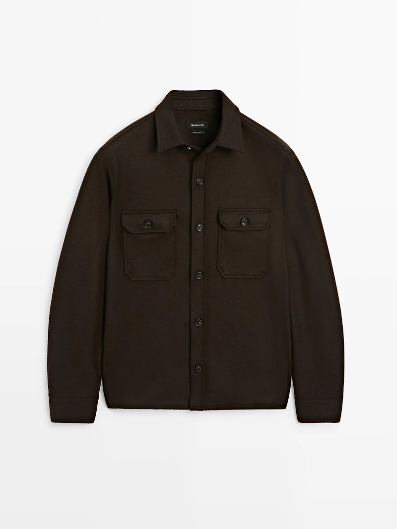 100% wool overshirt with pockets
