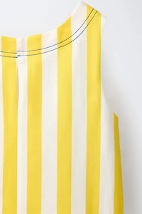 CONTRAST TOPSTITCH STRIPED DRESS