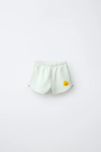 SHORT POUSSIN BRODÉ EN VELOURS BOUCLÉ