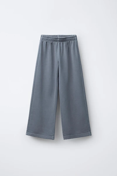 WASHED EFFECT WIDE LEG PANTS
