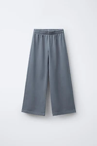 WASHED EFFECT WIDE LEG PANTS