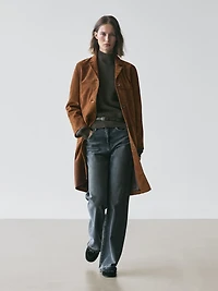 Long suede leather coat