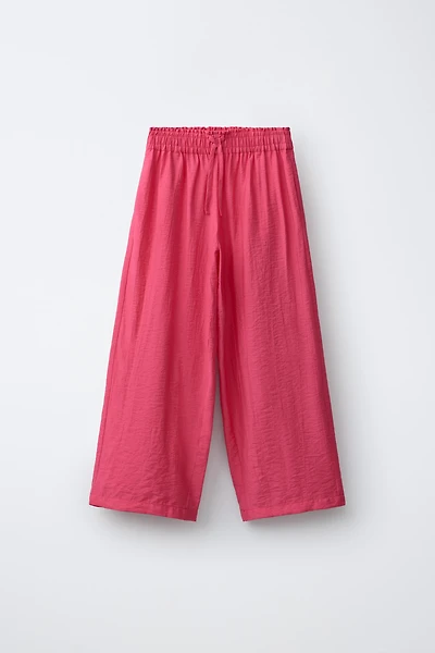 PANTALON À JAMBES LARGES EFFET FROISSÉ