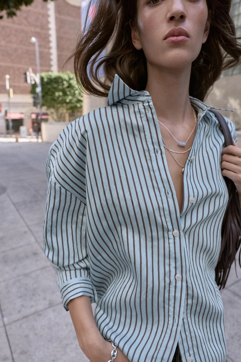 OVERSIZED STRIPED POPLIN SHIRT