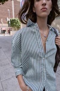 OVERSIZED STRIPED POPLIN SHIRT