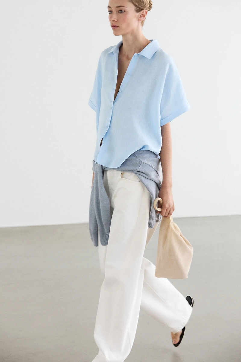 Chemise manches courtes 100 % lin