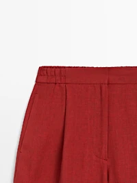 100% linen trousers with bow detail