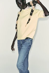 OVERSIZED SHORT SLEEVE KNIT SWEATER