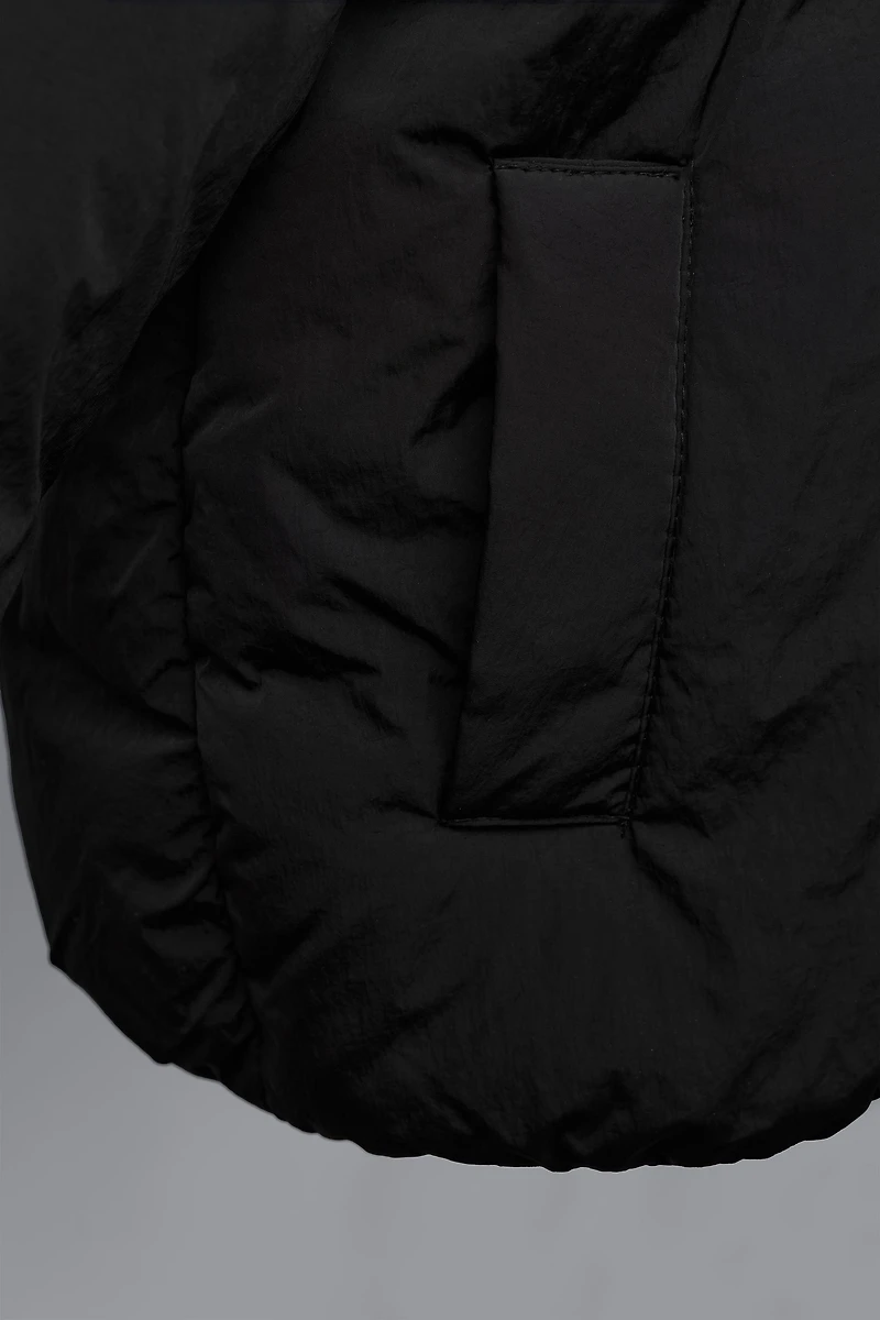 DOUBLE-BREASTED HOODED COAT WITH BOWS