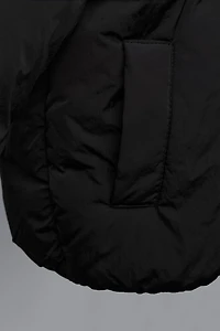 DOUBLE-BREASTED HOODED COAT WITH BOWS