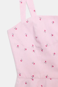 TOP BUSTIER RAYURES FLEURS