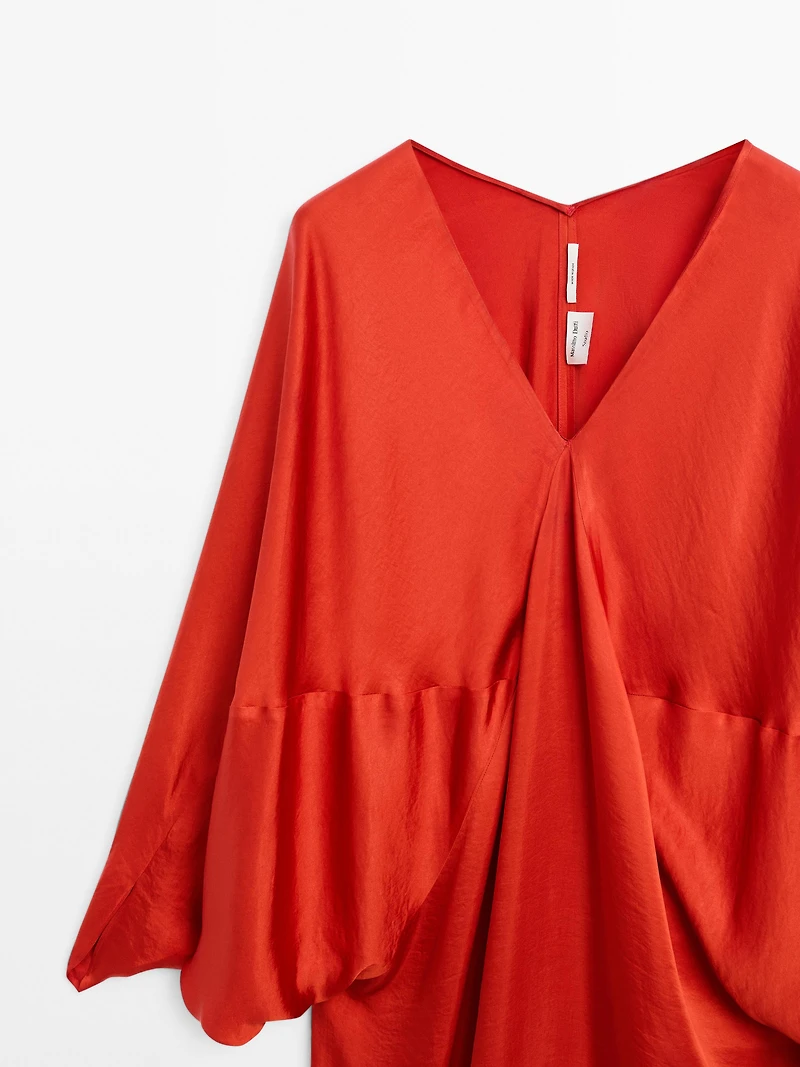 Flowing satin kimono dress