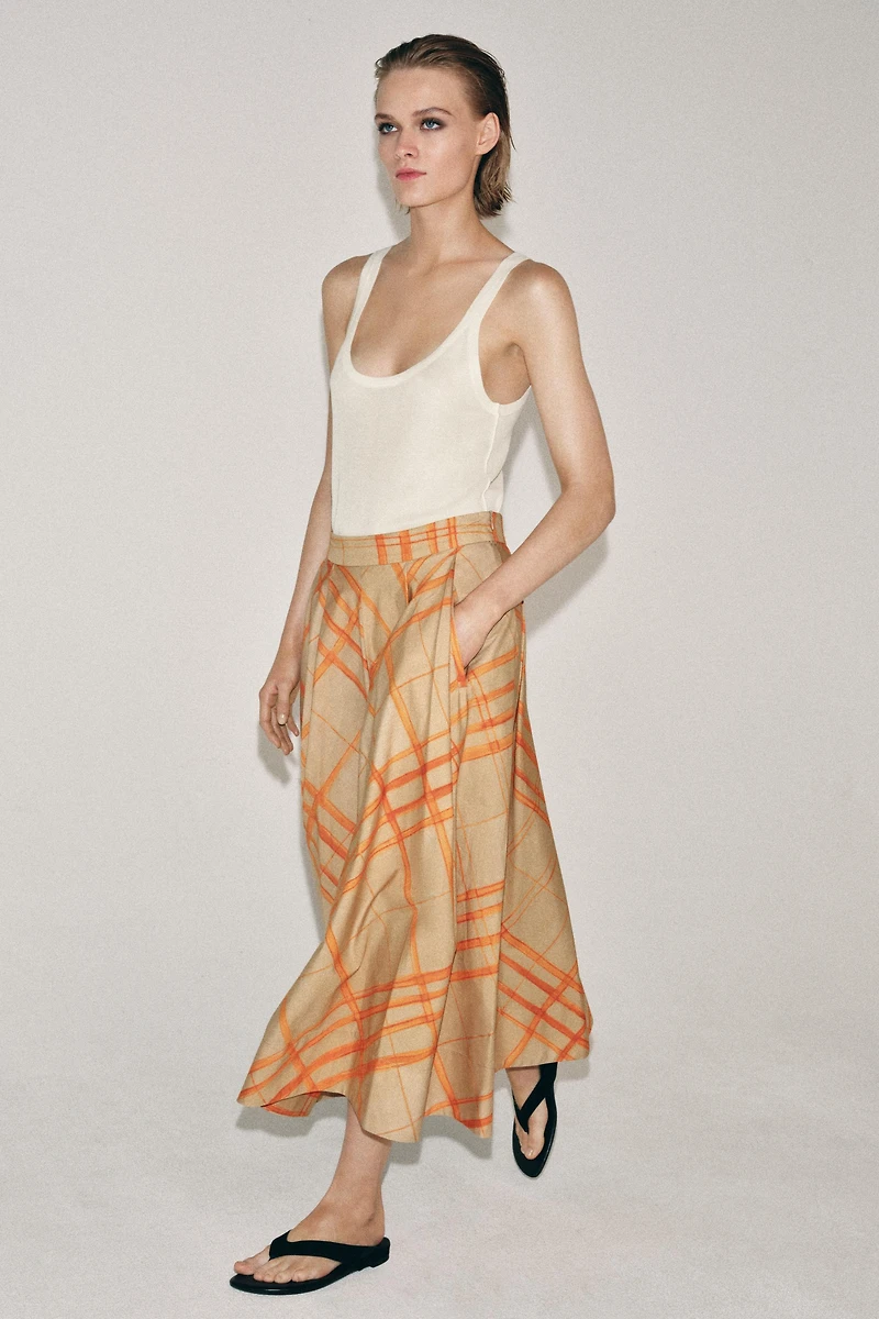ZW COLLECTION PLAID CAPE SKIRT