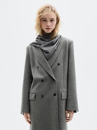 Long 100% wool coat with notch lapel - LIMITED