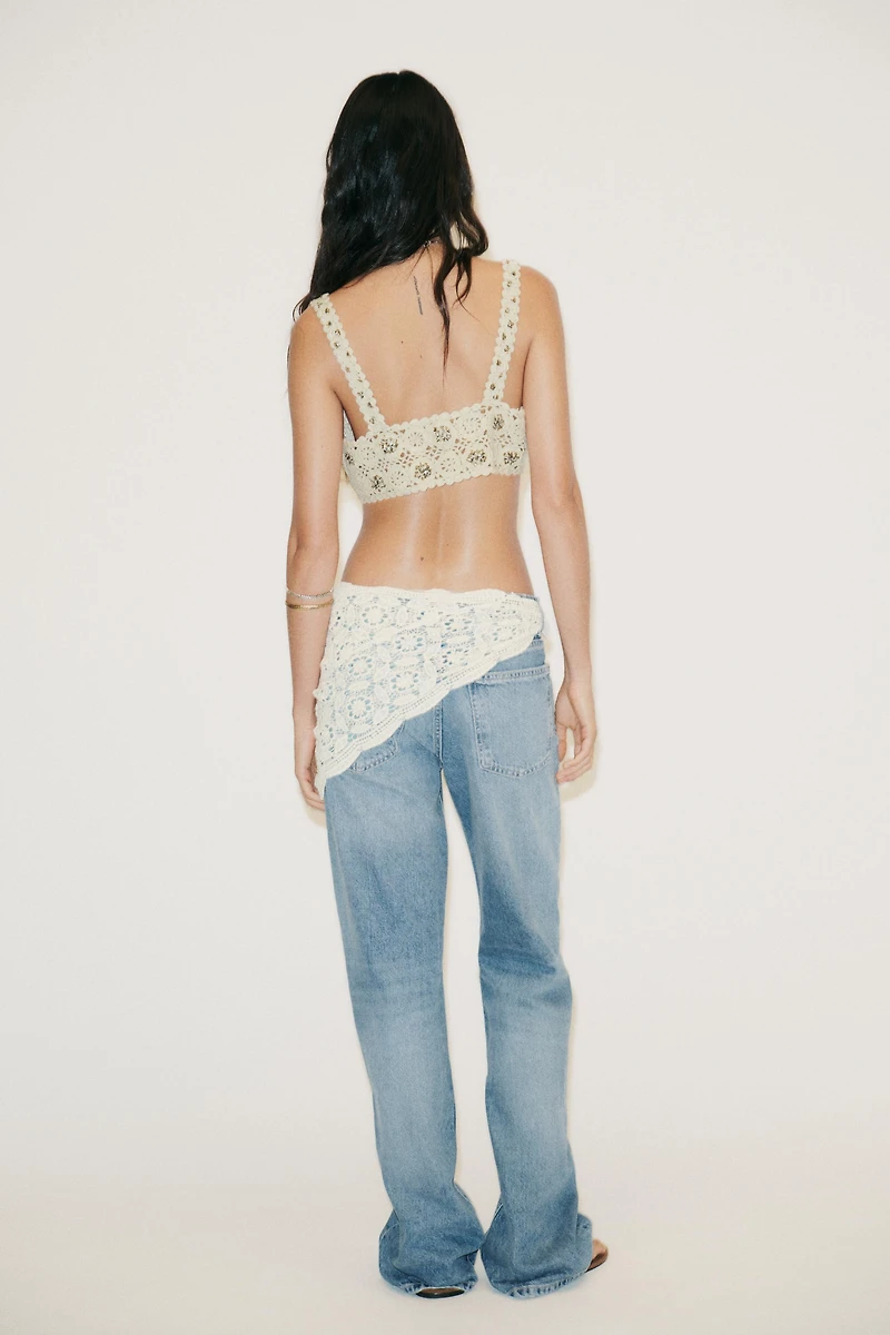 TRF MID-RISE WIDE LEG SCARF JEANS