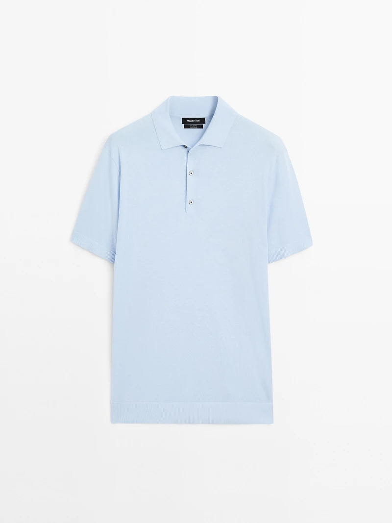 Short sleeve knit polo shirt