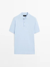 Short sleeve knit polo shirt