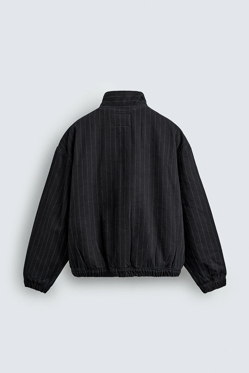 VESTE EN DENIM À RAYURES BRODÉE