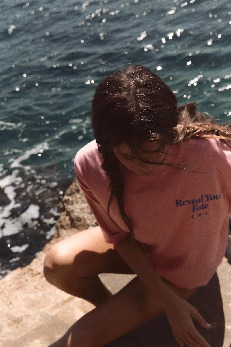 WASHED EFFECT TEXT T-SHIRT