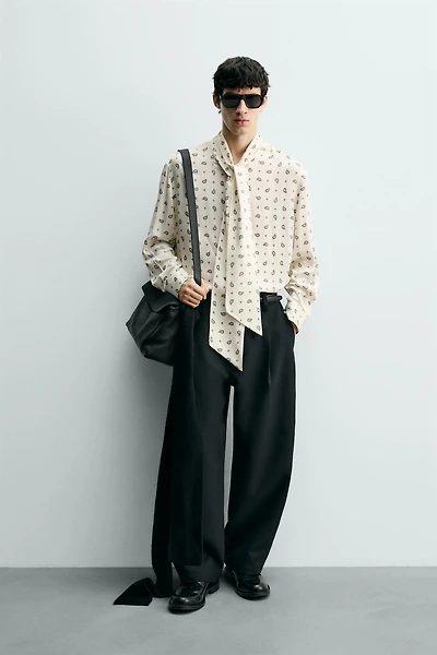 CHEMISE À IMPRIMÉ CACHEMIRE ET NŒUD