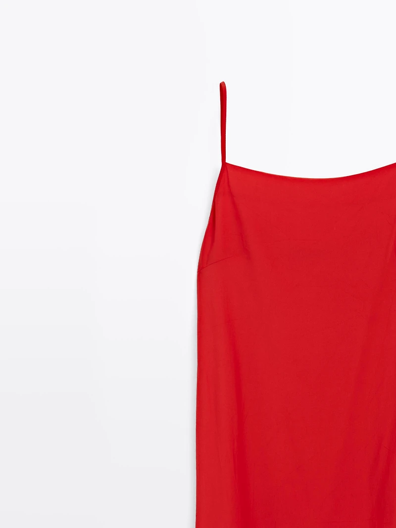 Midi dress with a straight neckline