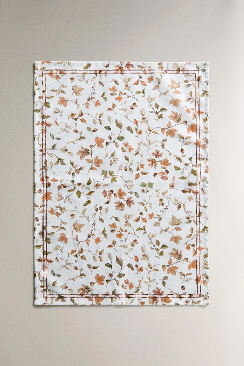 LOT TORCHONS CUISINE COTON FEUILLES (LOT DE 2)