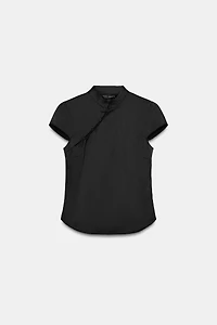 SATIN EFFECT TOP WITH SIDE BUTTONS