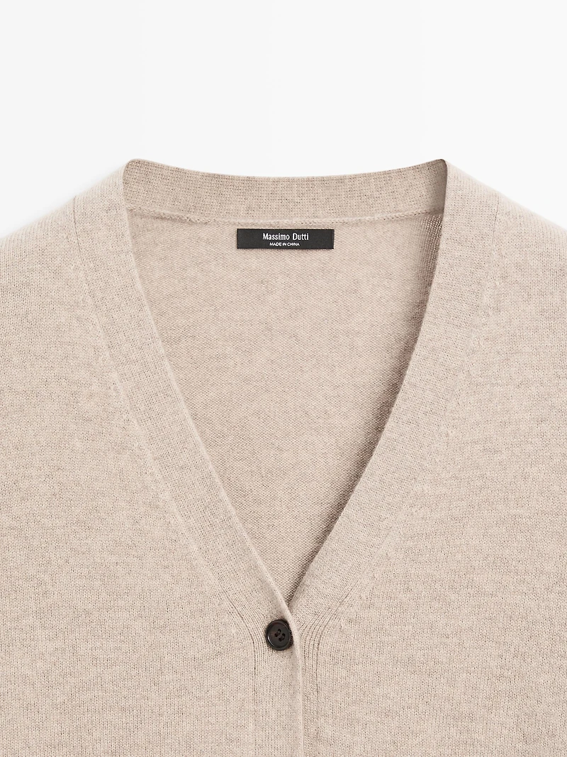 Wool blend V-neck knit cardigan