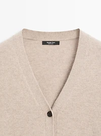 Wool blend V-neck knit cardigan