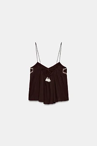 EMBROIDERED STRAP TOP