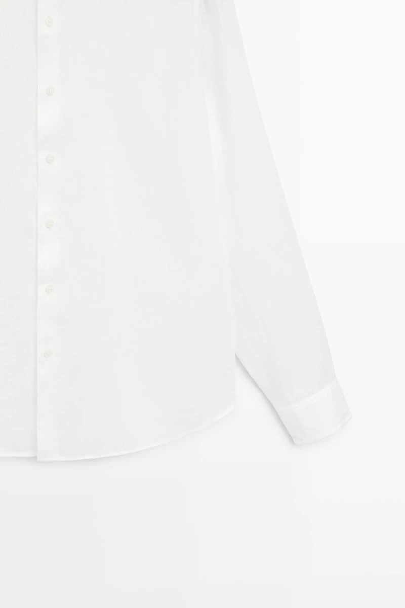 Chemise regular fit 100 % lin à col officier