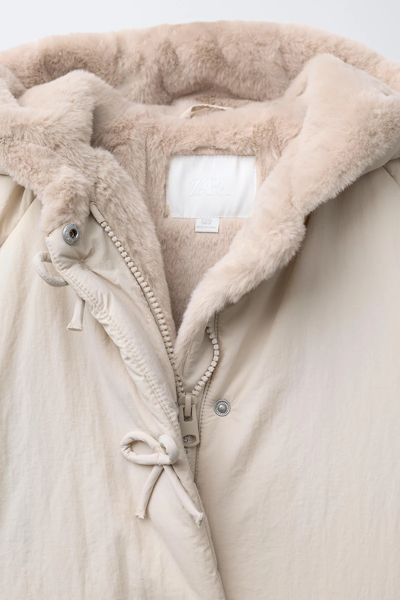 WATER REPELLENT PUFFER COAT WITH BOWS