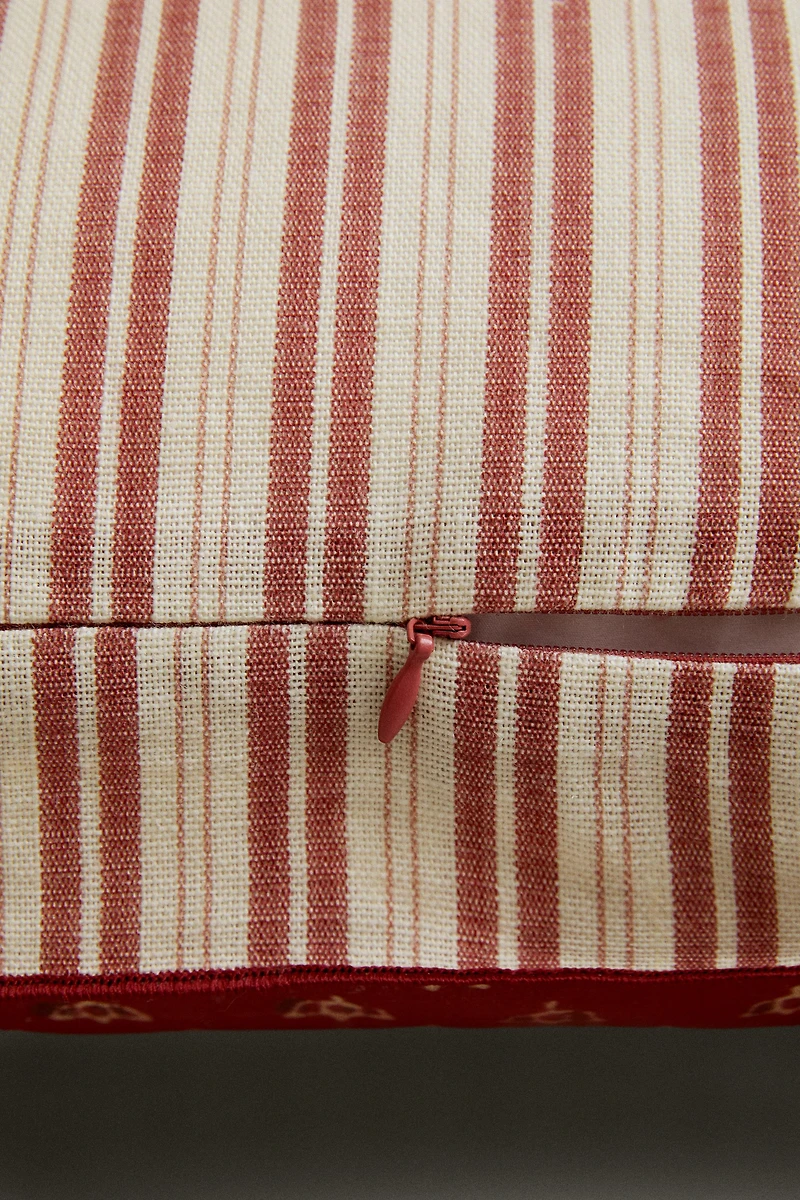 HOUSSE DE COUSSIN FLEURS ET RAYURES