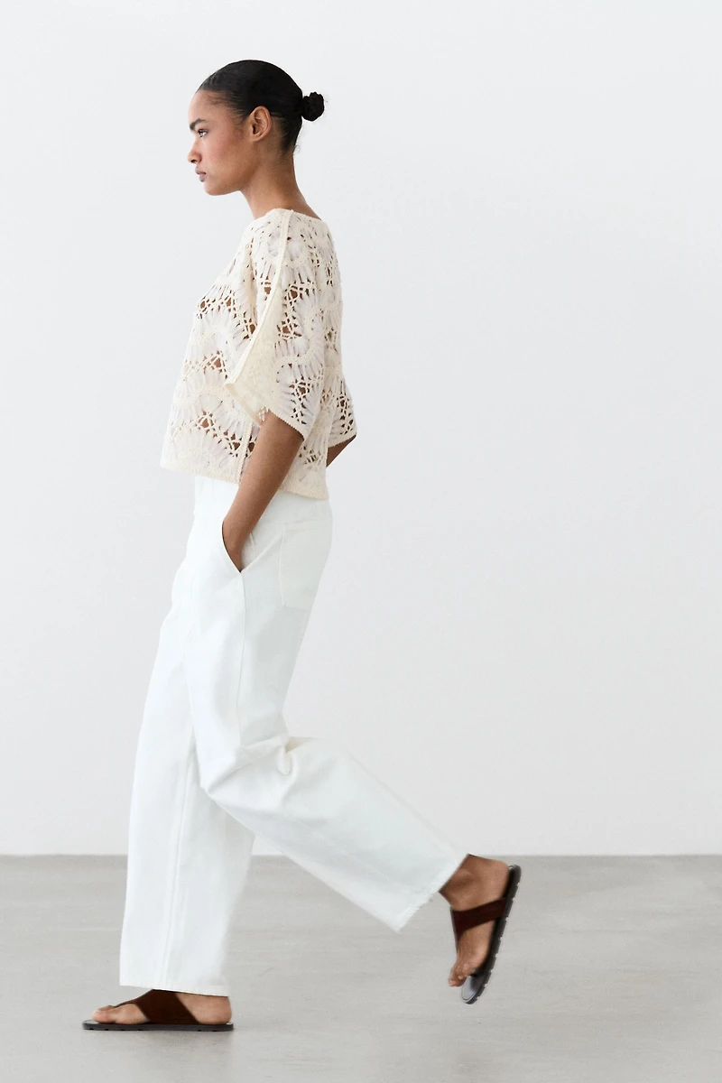Short sleeve crochet top