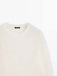 Knit alpaca blend crew neck sweater