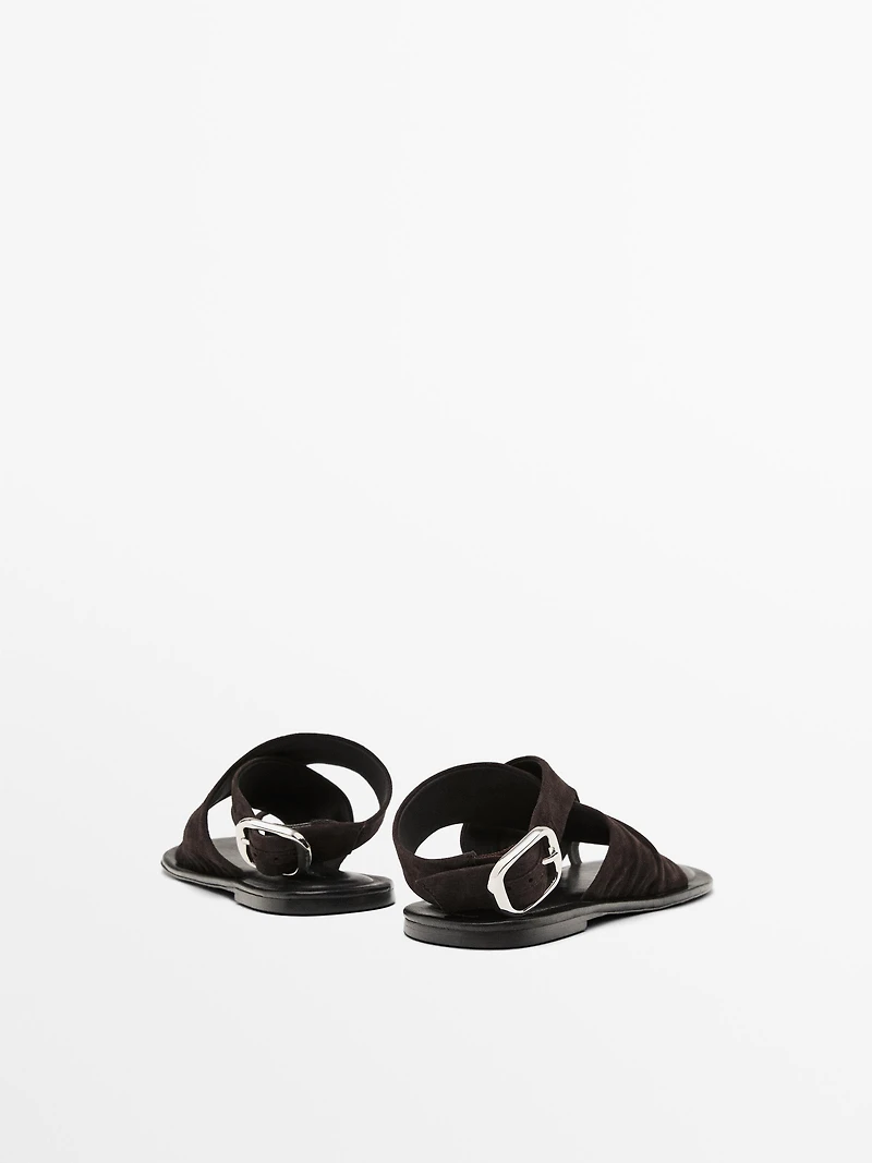 Suede crossover sandals