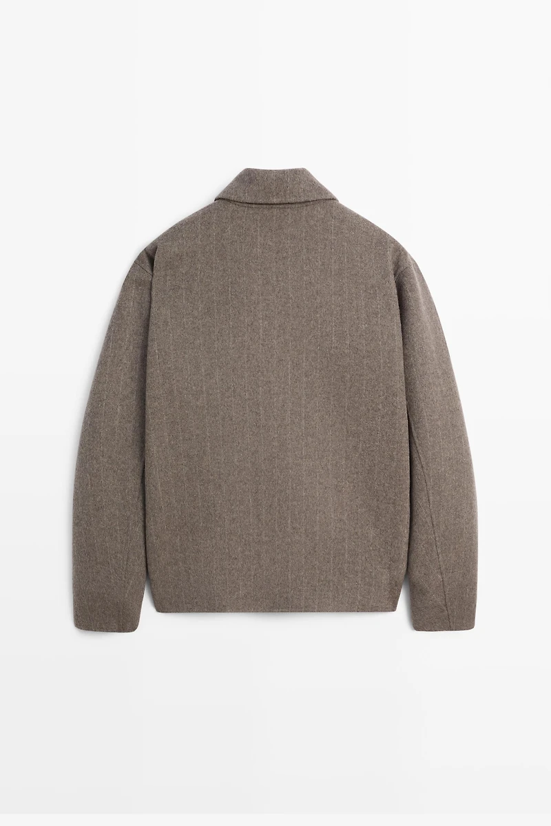 Blouson rayé en laine mélangée