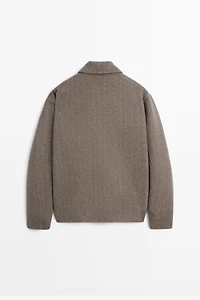 Blouson rayé en laine mélangée