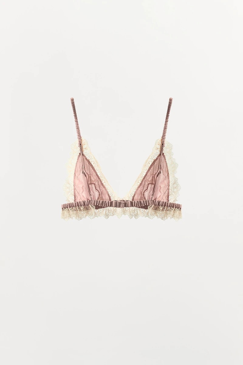 STRIPED LACE BRA