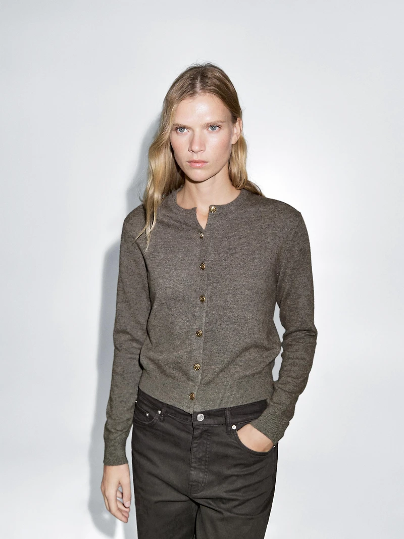 100% wool cardigan with gold buttons