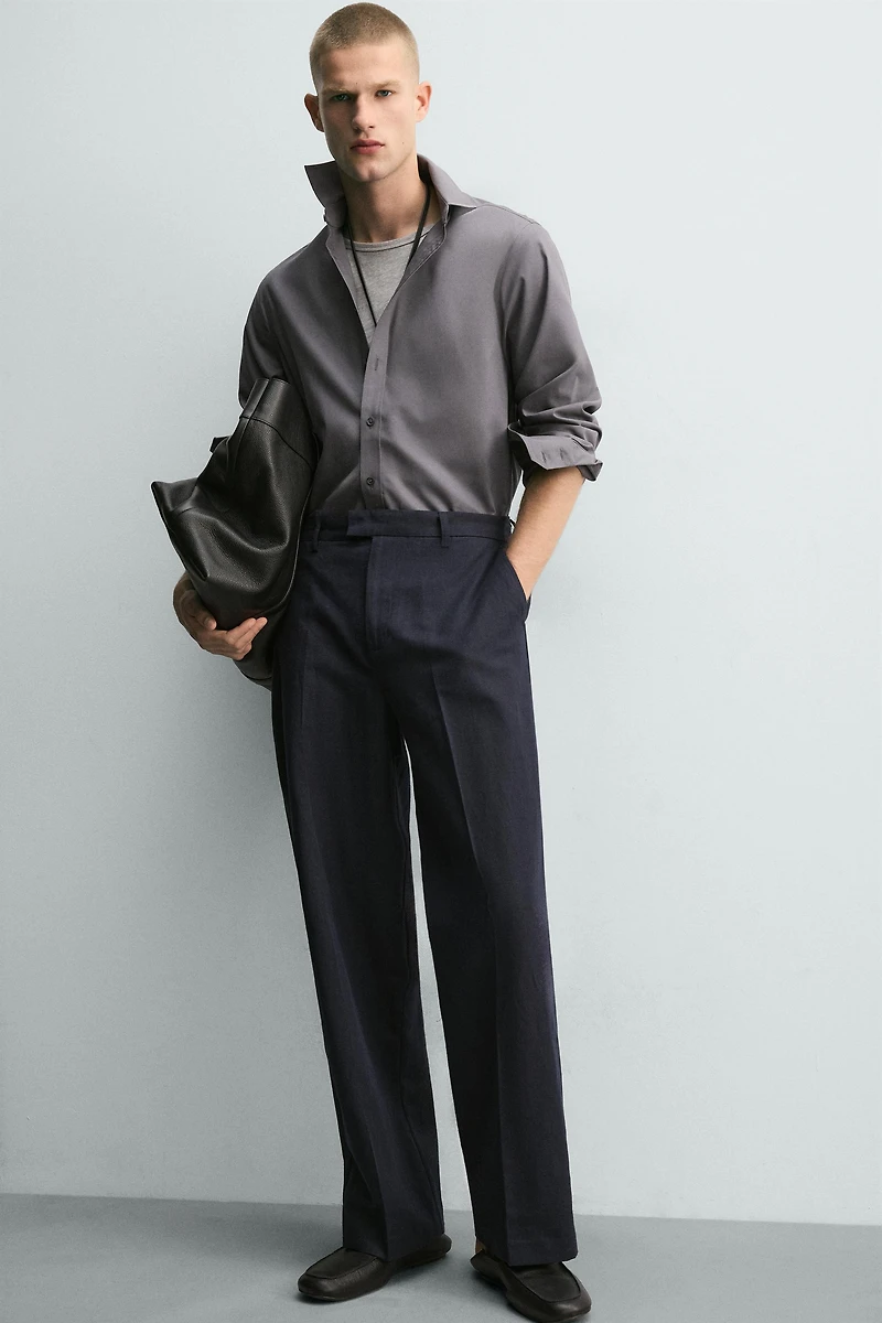 RELAXED FIT COTTON - LINEN PANTS