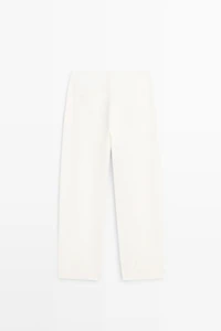 Linen trousers with darts